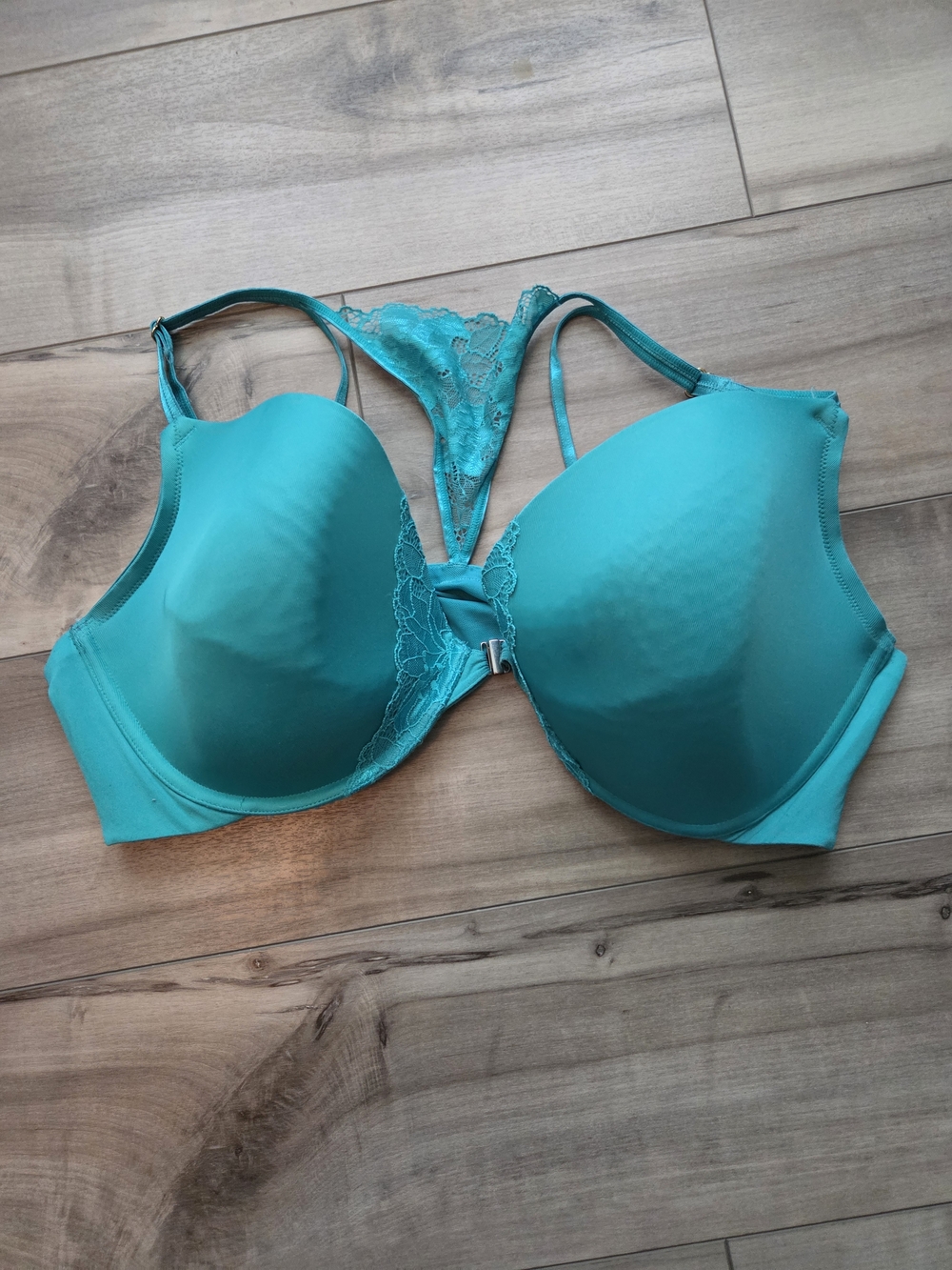 Cacique Teal Lace-Back T-Shirt Bra